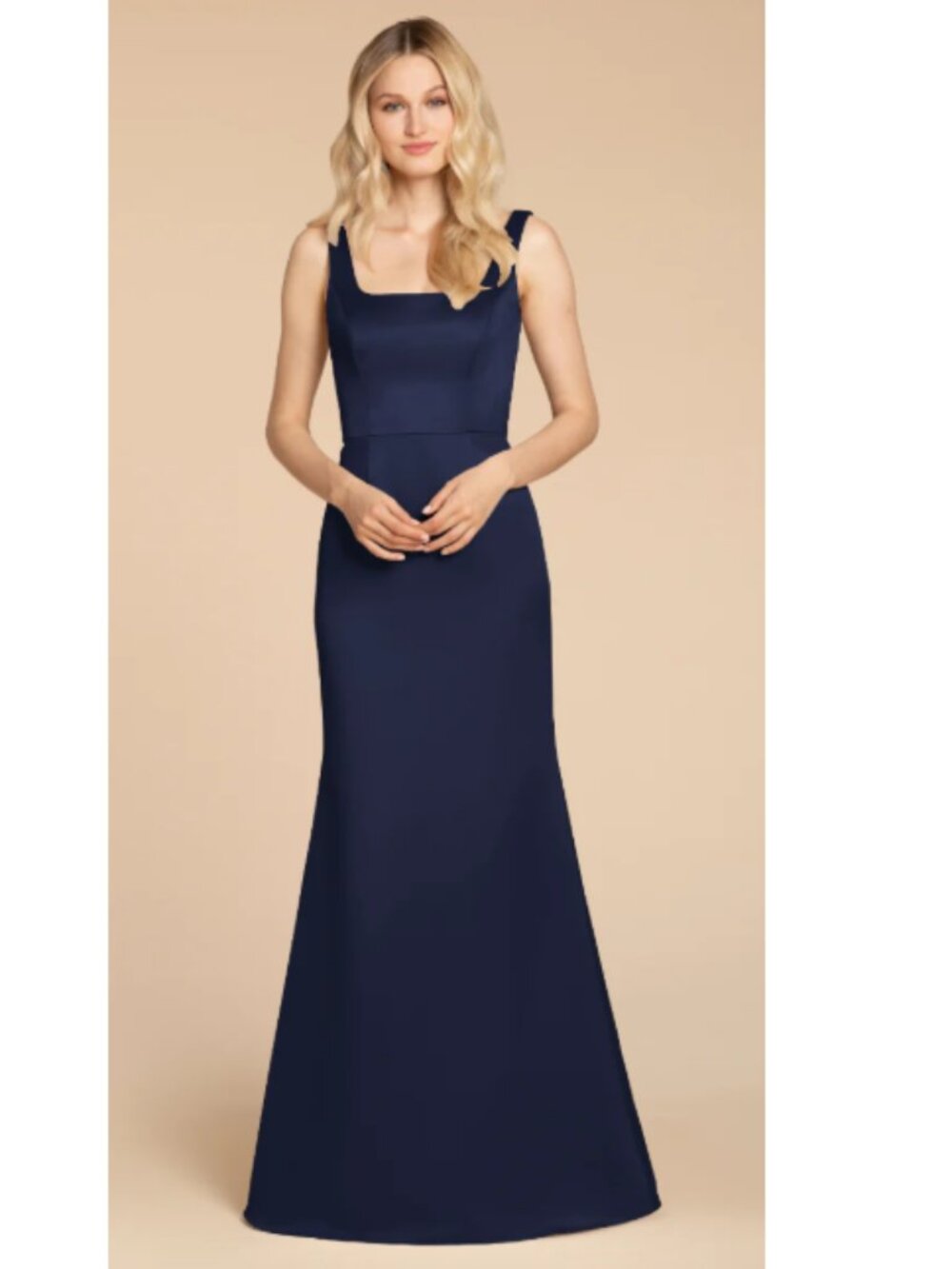 Navy Satin Gown by Hayley Paige Size 24 Style 5952